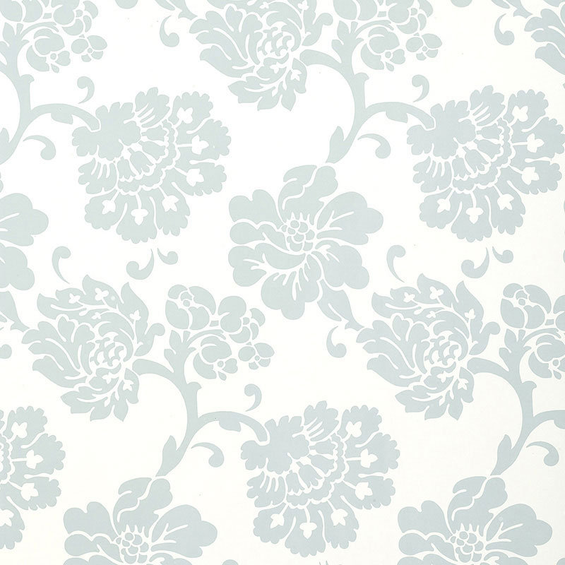 Albero Floreale Damask Wallpaper, Aqua