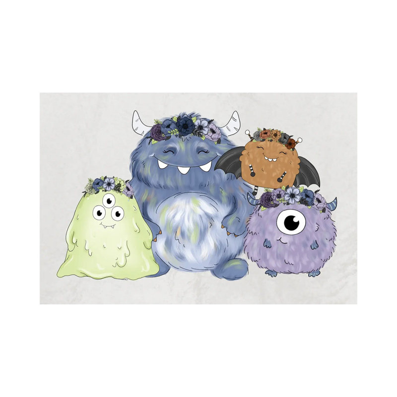 Floral Crown Monster Friends by Katie Bryant - Wrapped Canvas Gallery-Wrapped Canvas Giclée