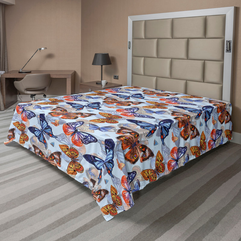 Drap plat Ambesonne Spring, Drap plat pour très grand lit californien