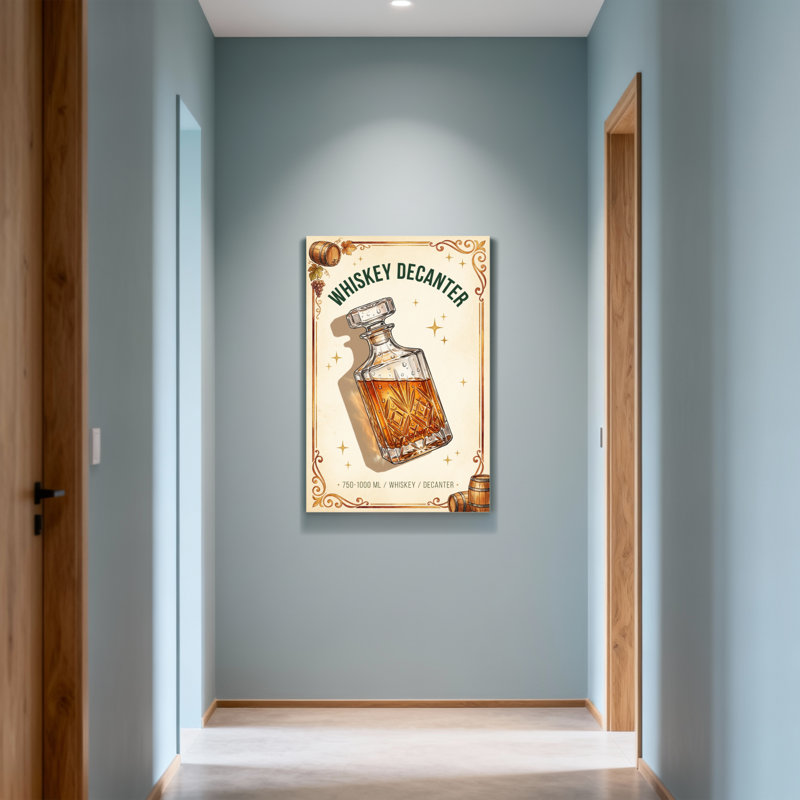 Carafe à whisky tendance avec étoiles dorées et motifs en baril, H 48 po x l 32 po