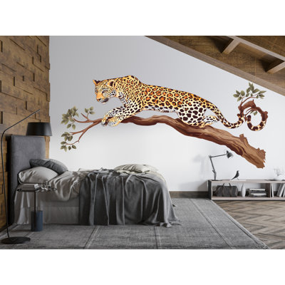 Adhésif décoratif léopard, animal de la jungle, safari, art mural, gros chat, décoration, chambre d'enfant, chambre d'enfant, décoration murale 229GM