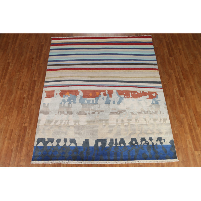 Tapis indien rayé Gabbeh 8 x 9