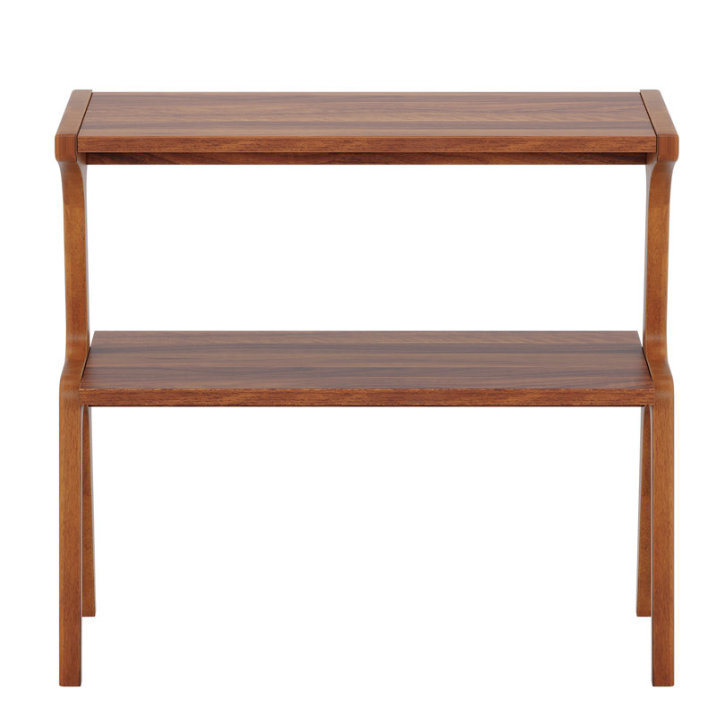 Table de bout en bois massif 27,56 po, table de bout étroite avec tablette à 2 niveaux