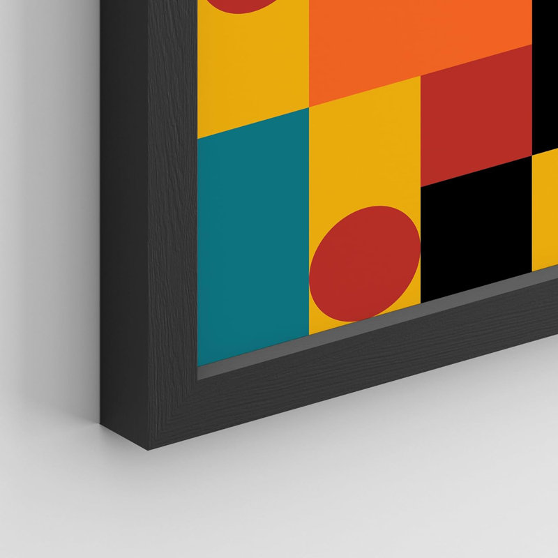 " Colorful Geometric Abstract Shapes Poster Mid Century Modern Wall Art Minimalist Decor " 9 - Pieces, Black Framed