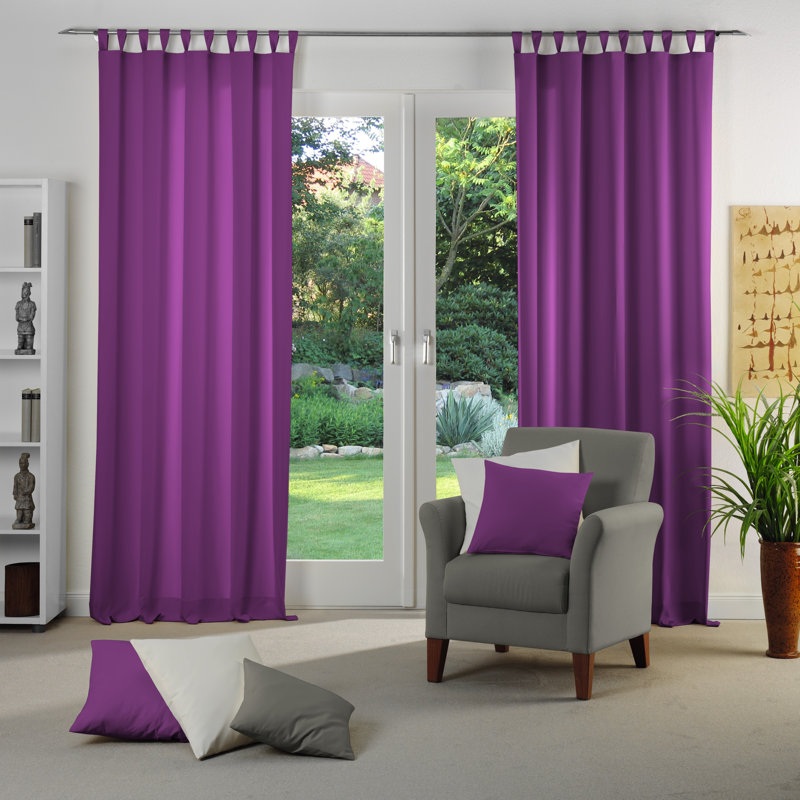 Polyester Blackout Tab Top Curtain Panel, 142cm Width x 385cm Drop, Purple