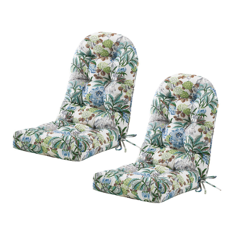 Outdoor Adirondack Chair Cushion For Patio Furniture,Tufted Thick Seat & Round High Back Rocking Oudoor Cushion, 21"X4" Inches,Set Of 2,Floral