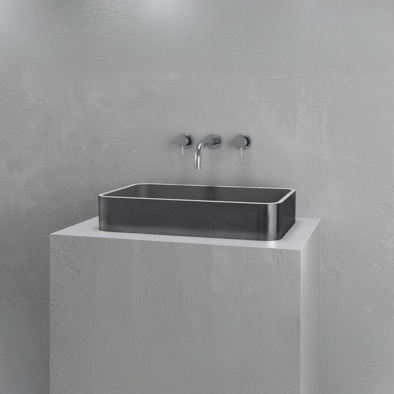 Vast Studio 39.4” L x  18.9” W Wall-Mounted Rectangular Bathroom Sink –Aged Silver/Gray Elevated Concrete, Silver/Gray