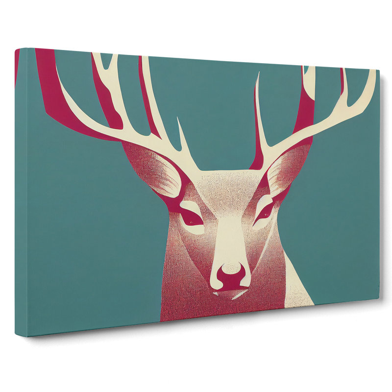 Graceful Stag Deer Abstract - Wrapped Canvas, 40cm H x 60cm W x 3cm D