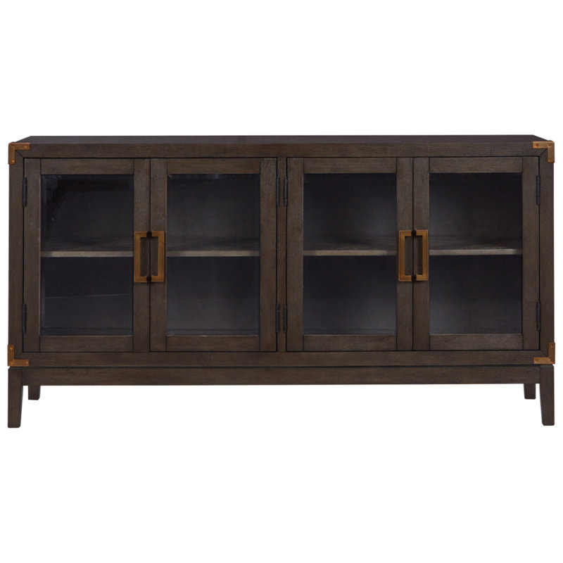 Burkhaus Dark Brown Oak Dining Server with Glass Doors