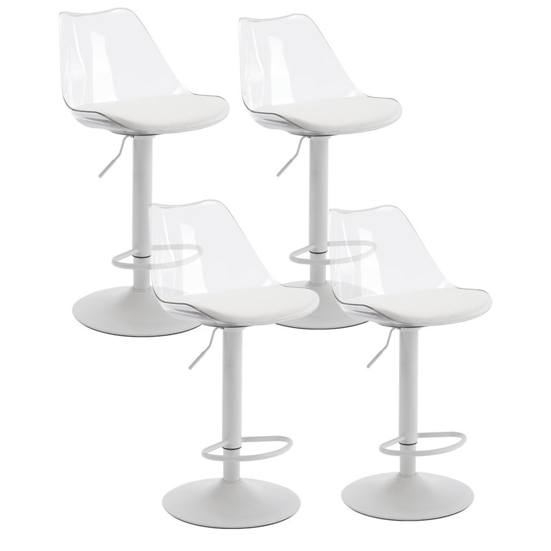 Tabouret de comptoir rembourré pivotant et réglable en hauteur, Blanc
