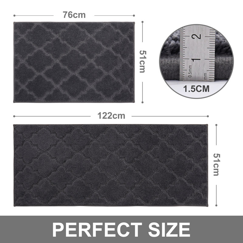 Tapis de cuisine Muhd, Rectangle 1 pi 8 po x 2 pi 6 po + 1 pi 8 po x 4 pi, Gris foncé