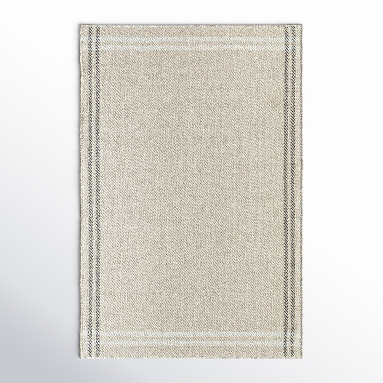 Lavande Wool Area Rug in Ivory/Black/Beige, Rectangle 2' x 3'