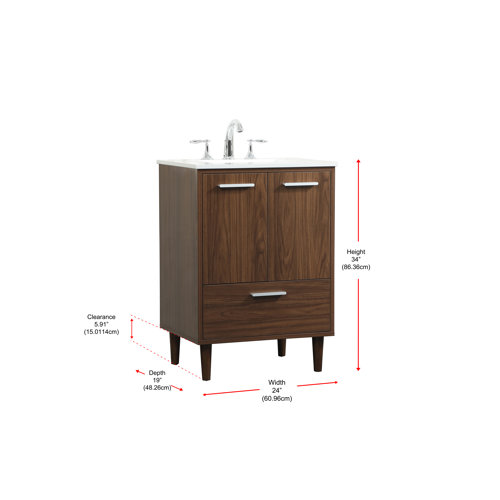 Mercury Row® Burriss 24'' Single Bathroom Vanity with Engineered Stone ...