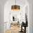 22in. 5-Light Farmhouse Wood Dimmable Drum Chandelier