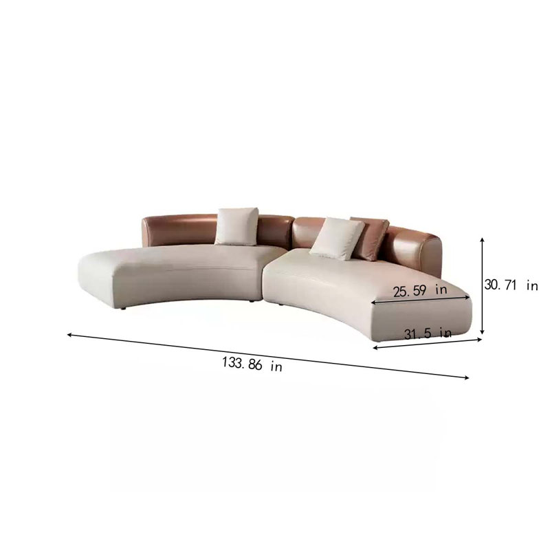 Combinaison de canapé en forme d'arc avec aire de repos, Brun