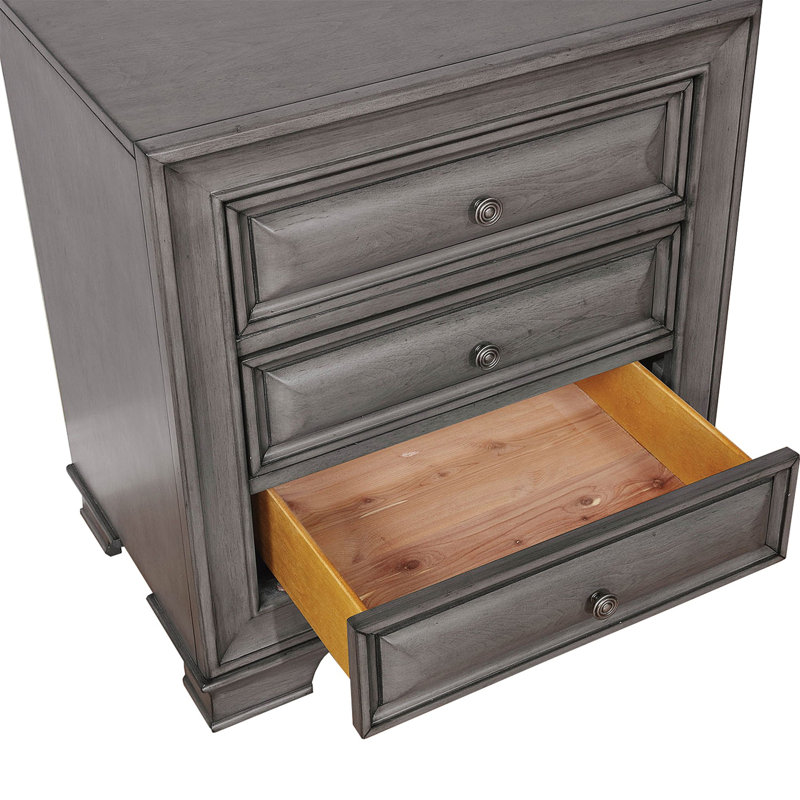 Table de chevet transitionnelle en bois avec veilleuse