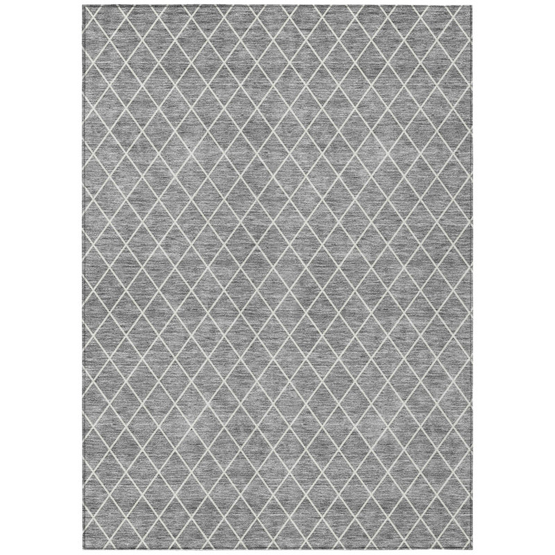 Tapis intérieur lavable à motif géométrique 9 pi x 12 pi gris