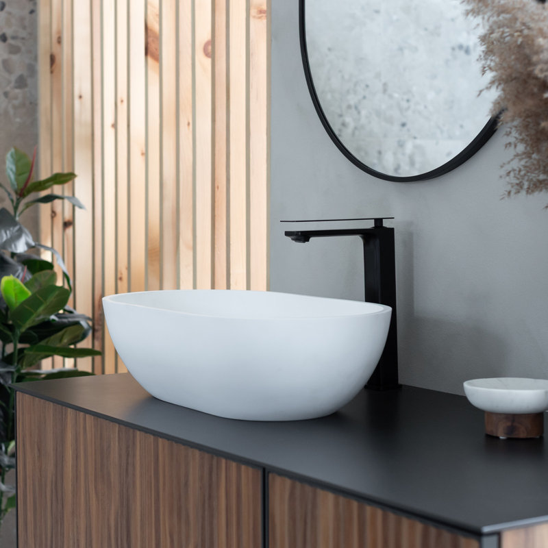 Lavabo de salle de bain vasque ovale blanc