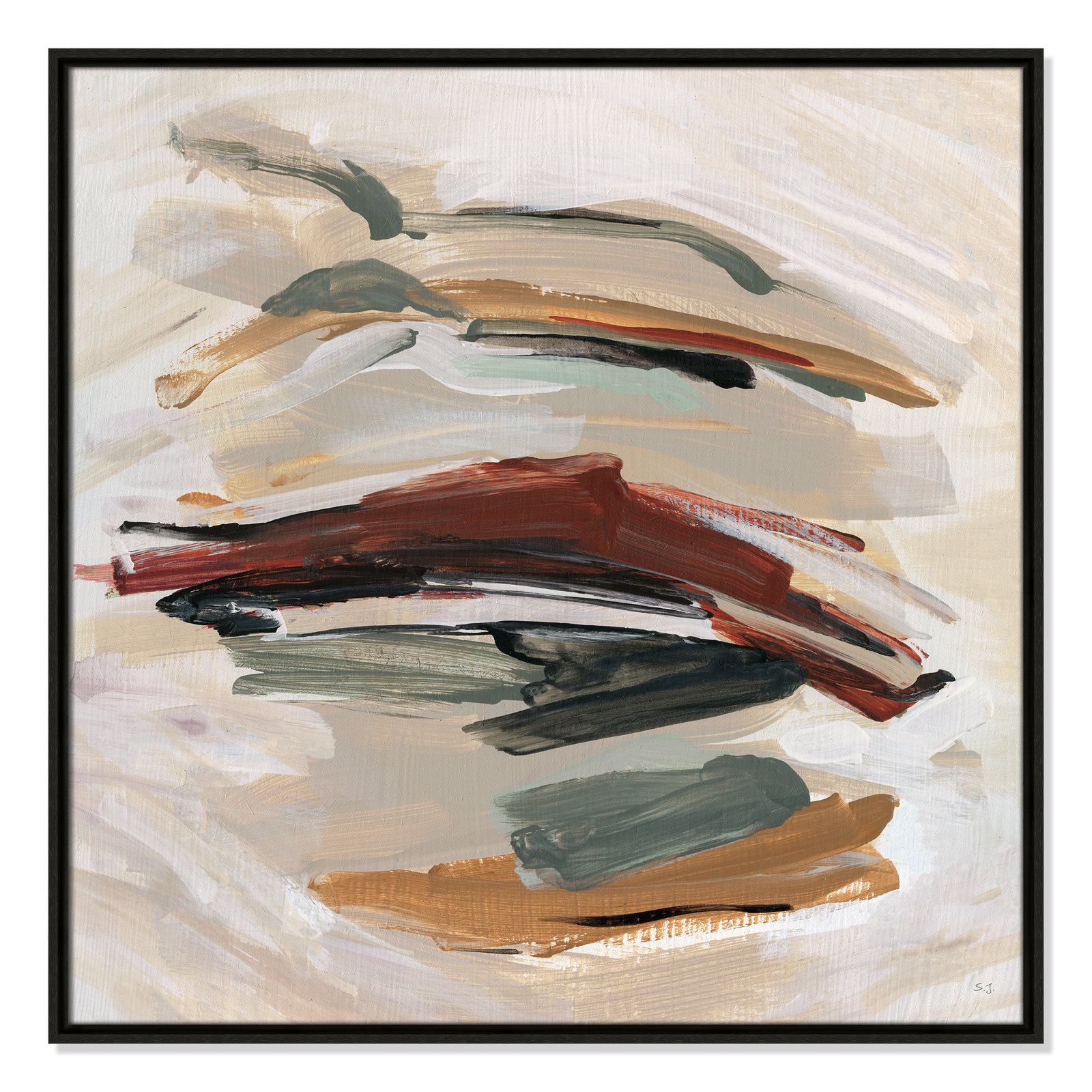 Spring Shadows by Susan Jill - Floater Frame Painting on Canvas, 31.5" H x 31.5" W , Espresso 