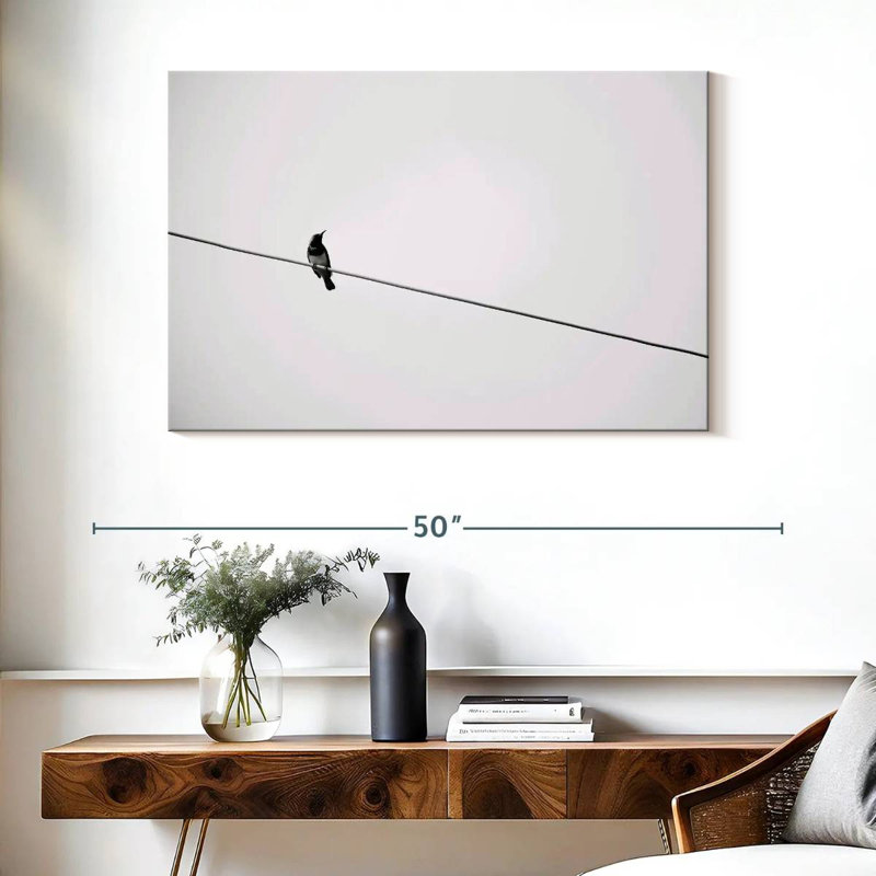 Brampt oiseau simple sur fil, H 26 po x l 39 po