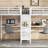 Twin & Twin Metal Loft Bed with Double Desk, Wardrobe, Shelves and Built-In Electrical Outlet-1437805261