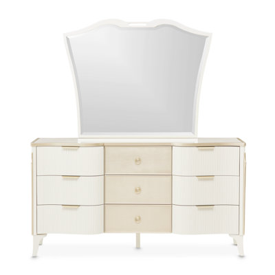 Commode et miroir La Marisia - perle crémeuse
