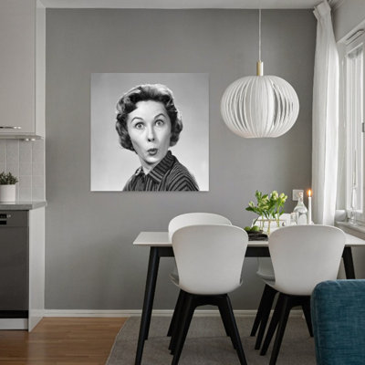 1950S Woman Making Funny Face Eyes Wide Lips Pursed As In A Kiss Or A Whistle Looking At Camera Classic Retro Vintage Wall Art