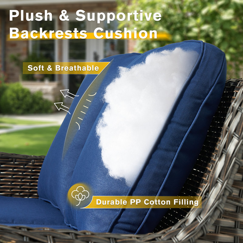 Outdoor 4-Seat Sofa With Coffee Table, Navy