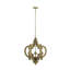 Lustre en bois 6 lumières Farmhouse, plafonnier rustique brun-beige
