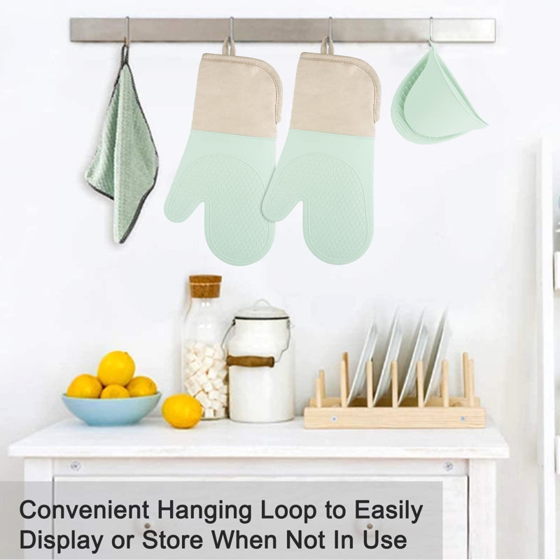 Uqin Silicone Potholder & Oven Mitt Set