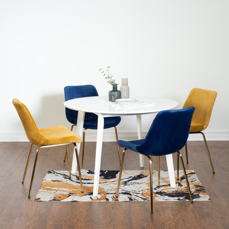 Ensemble de salle à manger Aufurr, 5 pièces: table, 4 chaises, Jaune; bleu