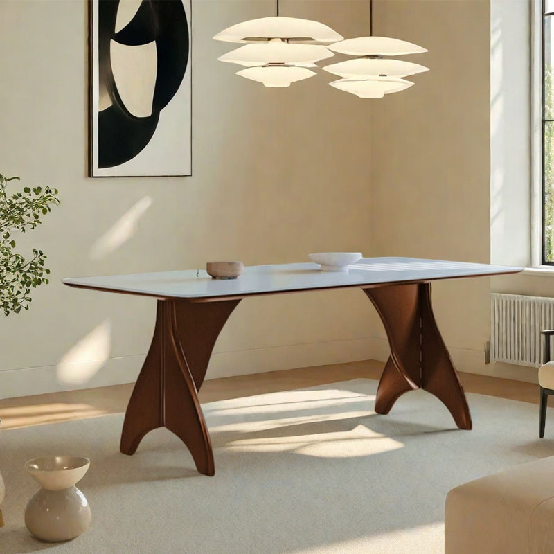 Table de salle à manger en frêne, H 29,53 po x L 70,87 po x l 35,43 po, Tanné
