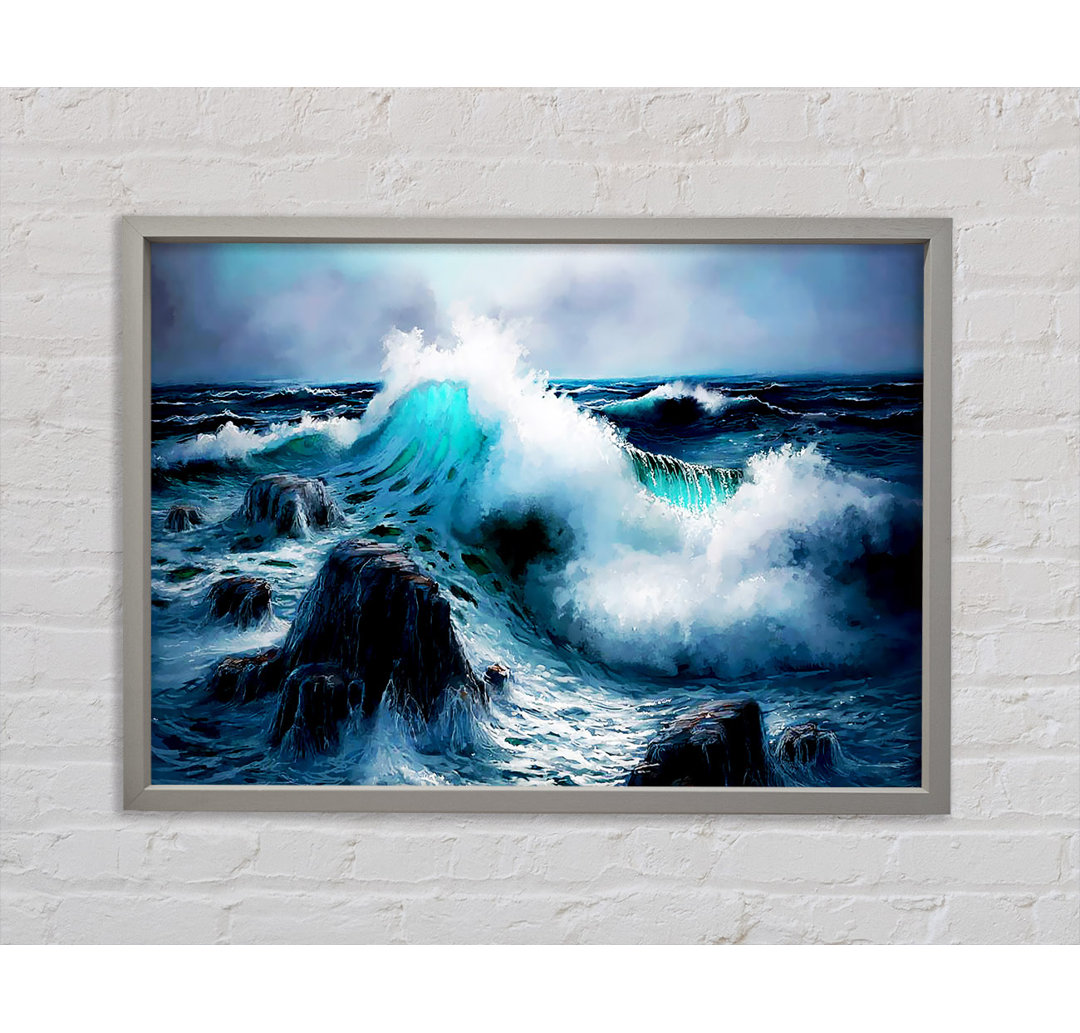 Waves Crashing On The Ocean Rocks - Einzelbildrahmen Kunstdrucke auf Leinwand