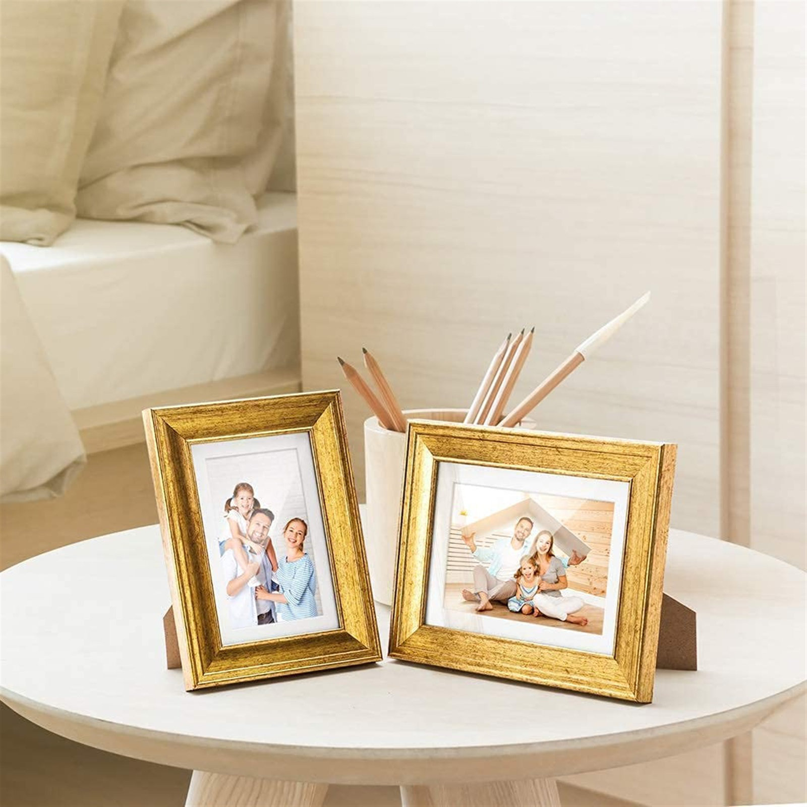 Wood 5x7Picture Frame Set of 1/3/6 Display Pictures 4x6 with Mat or 5x7  with Mat