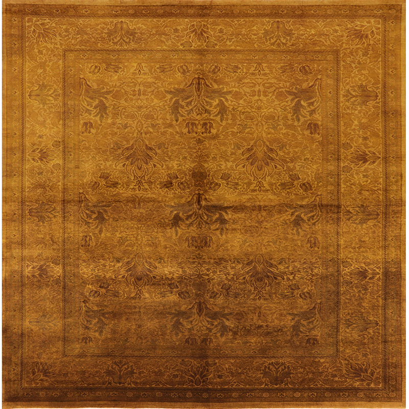 Tapis brun à motif oriental, Carré 5 pi