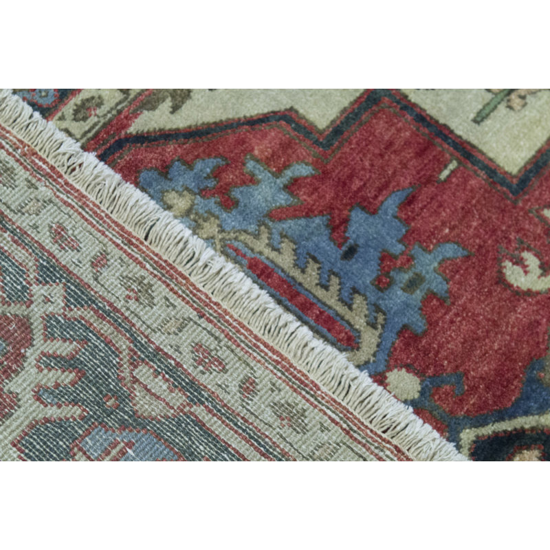 Hand-Knotted High-Quality Red and Blue Area Rug
