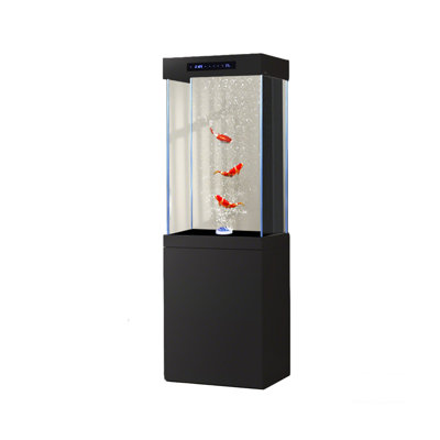 23.62"Compact Bottom-Filter Integrated Oxygenation Ultra-Clear Glass Vertical Floor-Standing Aquarium