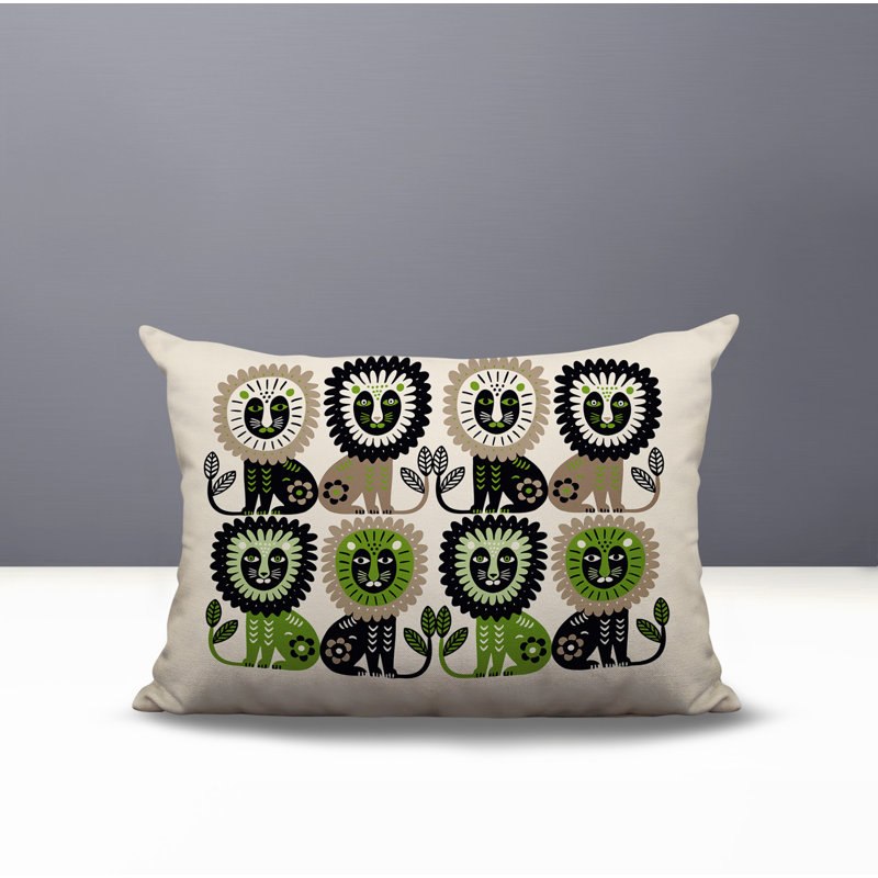 Oreiller rectangulaire intérieur / extérieur Bako Lion, Chartreuse, Rectangle H 14 po x l 20 po