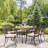 ?? ?????????? Outdoor Dining Set Cast Aluminum Retro Patio Dining Set For 6 Includes 59” Rectangular Table And 6 Chairs With Thicker Cushion And Umbrella Hole For Patio Deck Garden