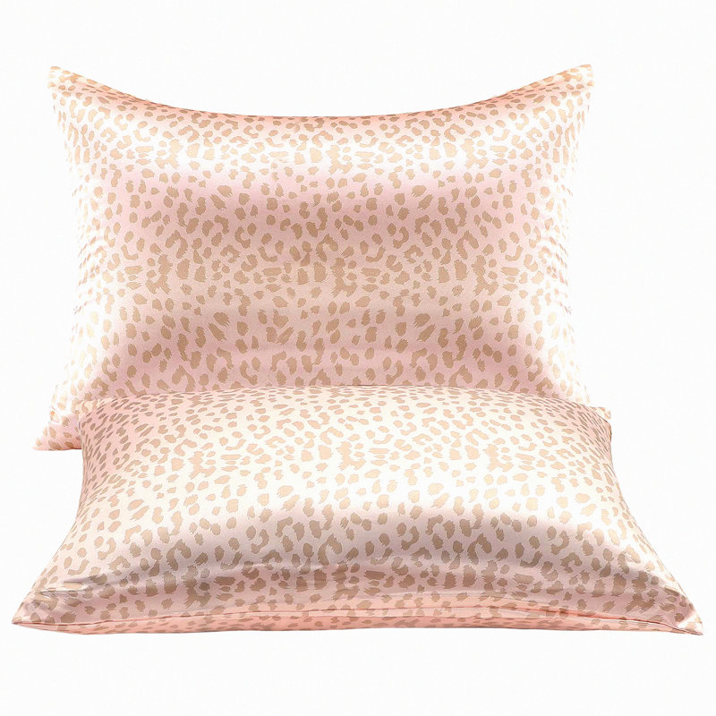 Leopard Silk Pillowcase Set - Soft Silky Print Pillow Case for Hair - Envelope Closure - Standard Size 20 x 26 Inches - Vegan Friendly