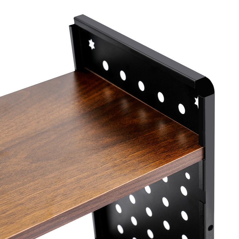 Étagère de rangement à 3 niveaux avec 2 boîtes de rangement, (3 Shelves) 23.6"H x 15.7"W x 7.9"D, Noir, noir, noir, noir