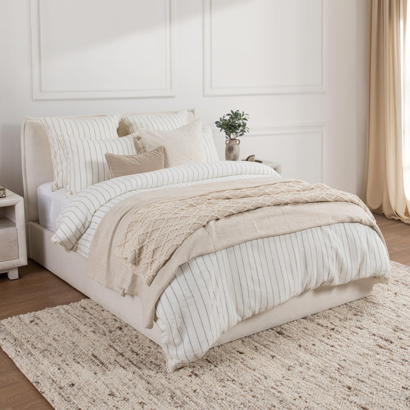 Monaco 3-piece Belgian Linen Duvet Set, Queen, Ivory