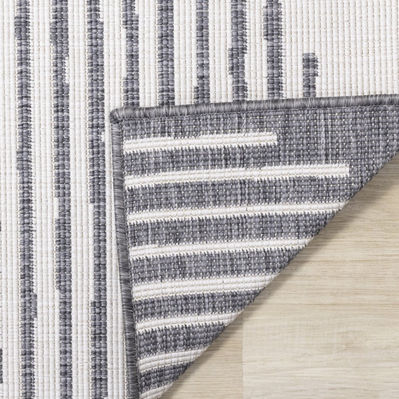 Tapis gris à motif géométrique Conswala, Rectangle 5 pi 3 po x 7 pi 7 po