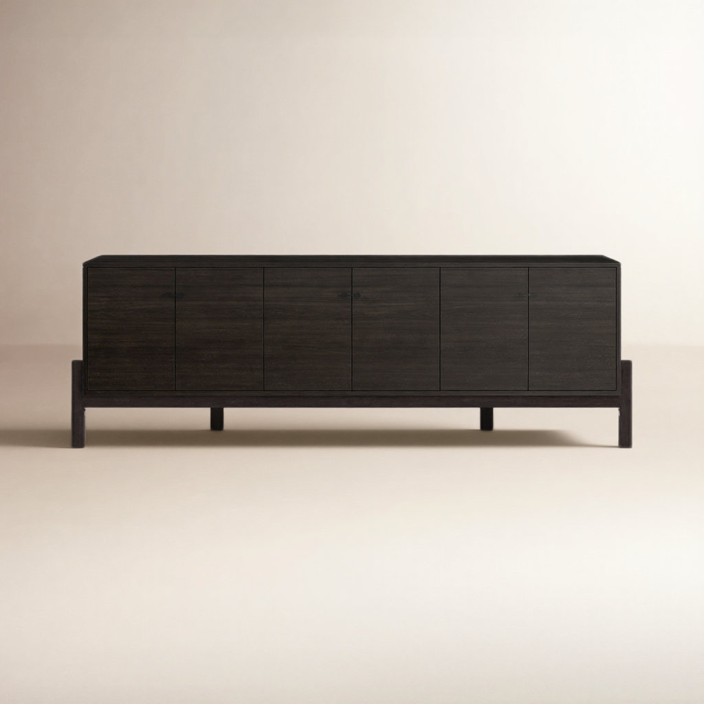 Jeanna 84'' Media Console, Worn Black Parawood