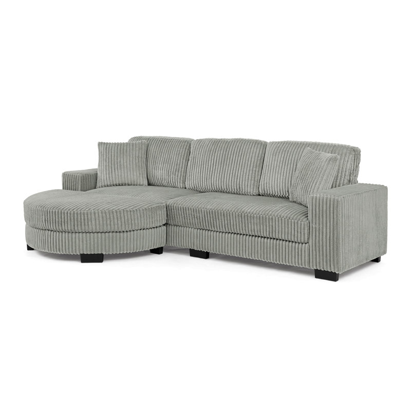 Canapé-lit modulaire rembourré en velours Corduroy, Rembourrage en mousse grise