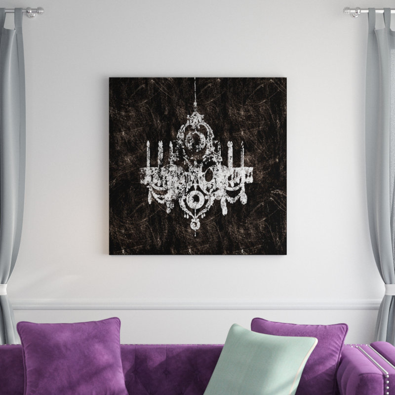 «Black and White Chandelier», impression sur toile tendue