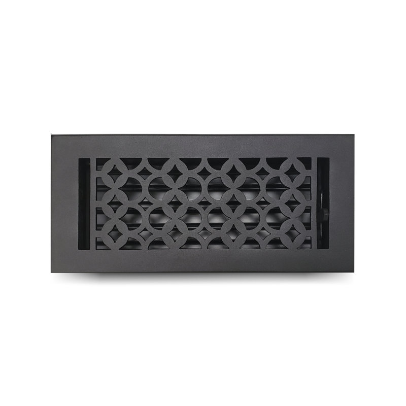 Taille de registre de la plaque de ventilation de plancher avec plaque supérieure de l'amortisseur, Noir, 4 po x 8 po
