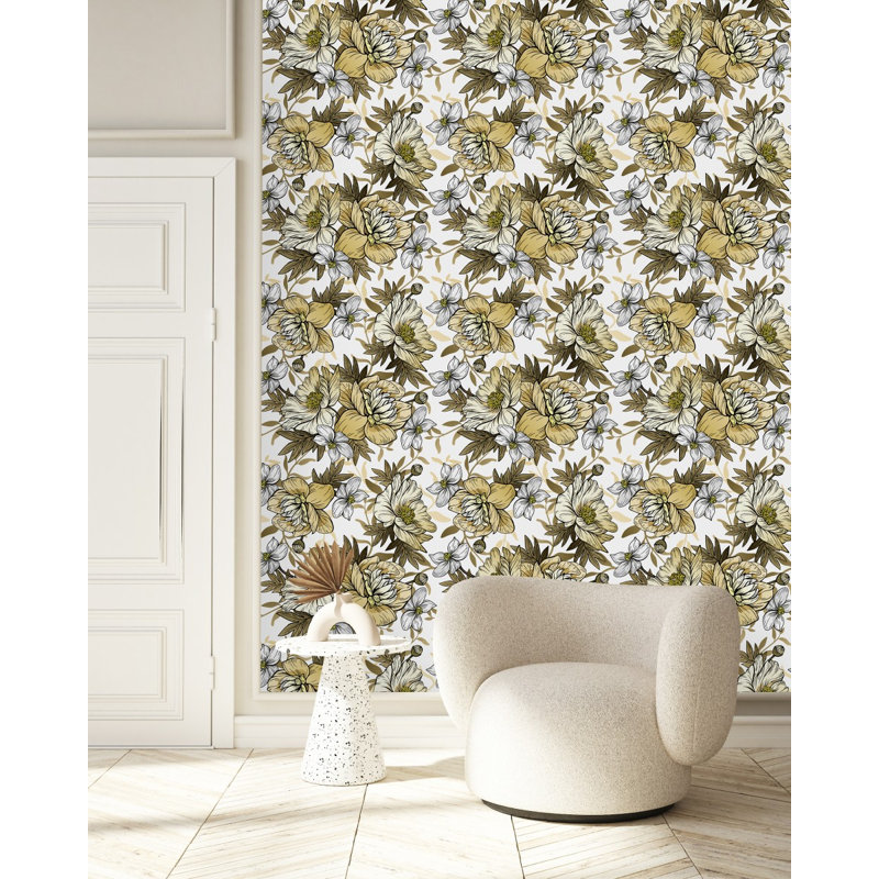 Panneau de papier peint floral, L 2,08 pi x L 10,42 pi