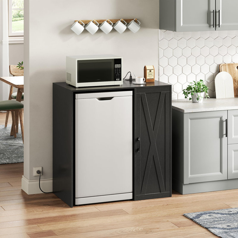 Mini bar à café avec prise de courant de 37,4 po pour prise de vin 24 po, Black