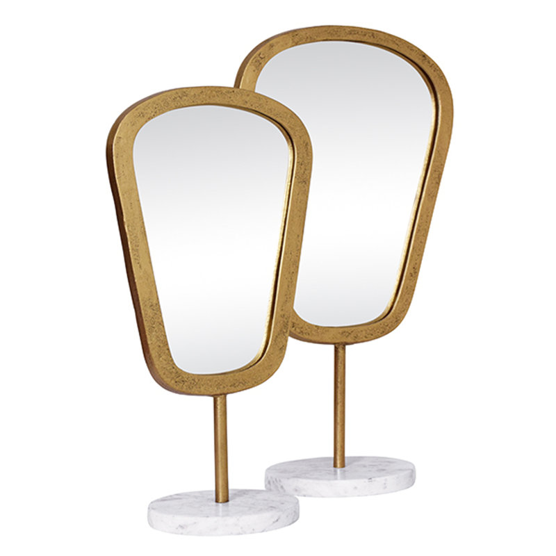 Micah Novelty Metal, Marble Mirror, 24" x 12"